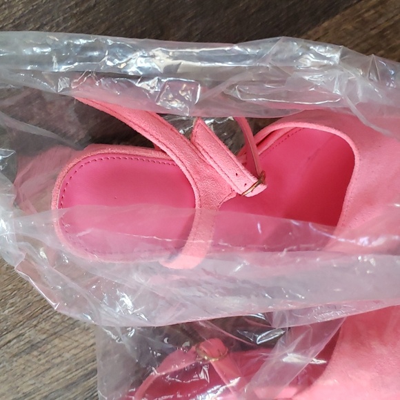4in Square Toe Square Heeled Platform Shoes Pink Size 8 1/2 - Picture 3 of 4